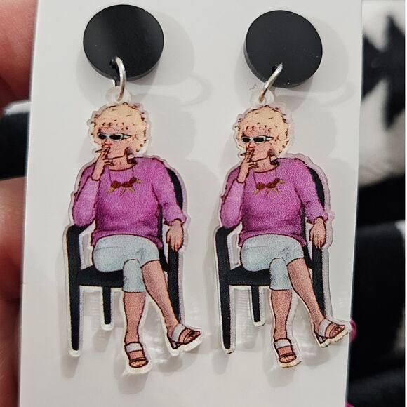Kath & Kim Acrylic‎ Dangle Earrings Lightweight Australian Comedy Culture Y2k - Picture 1 of 2
